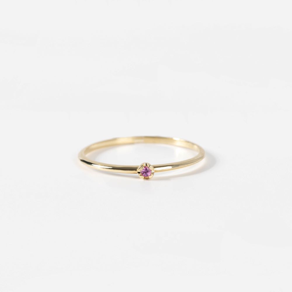 14K Gold Solitaire Pink Sapphire Ring