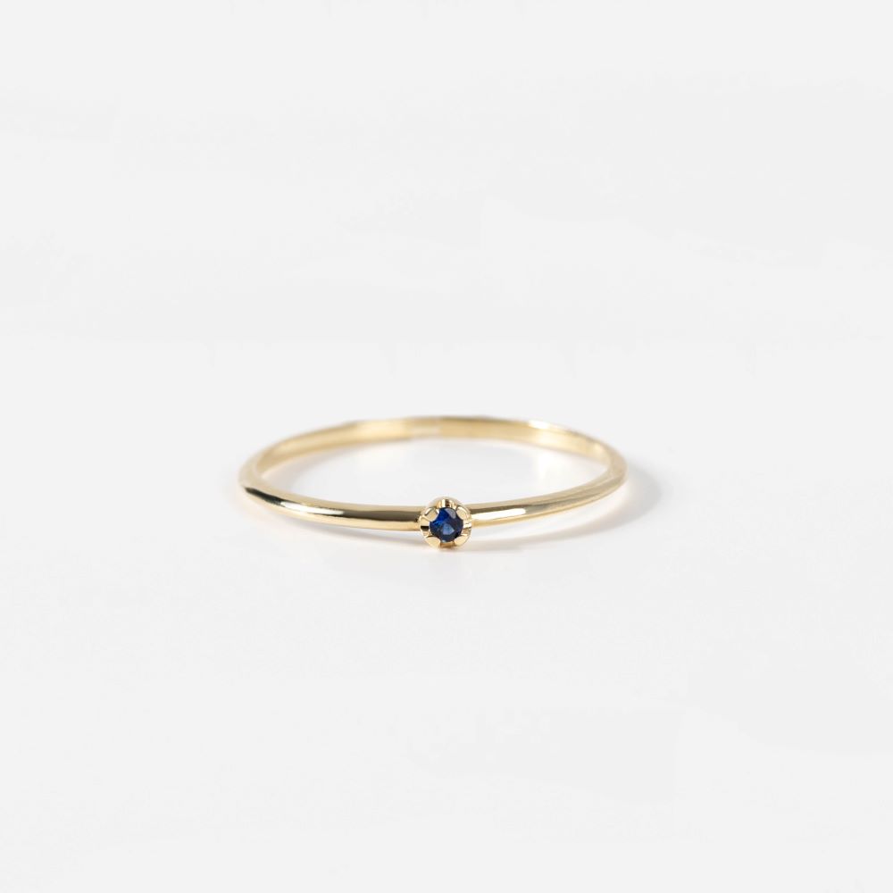 14K Gold Solitaire Blue Sapphire Ring