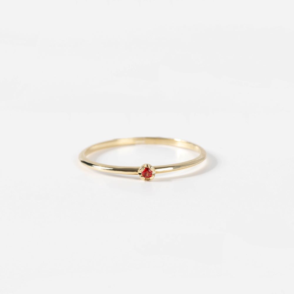 14K Gold Solitaire Orange Sapphire Ring