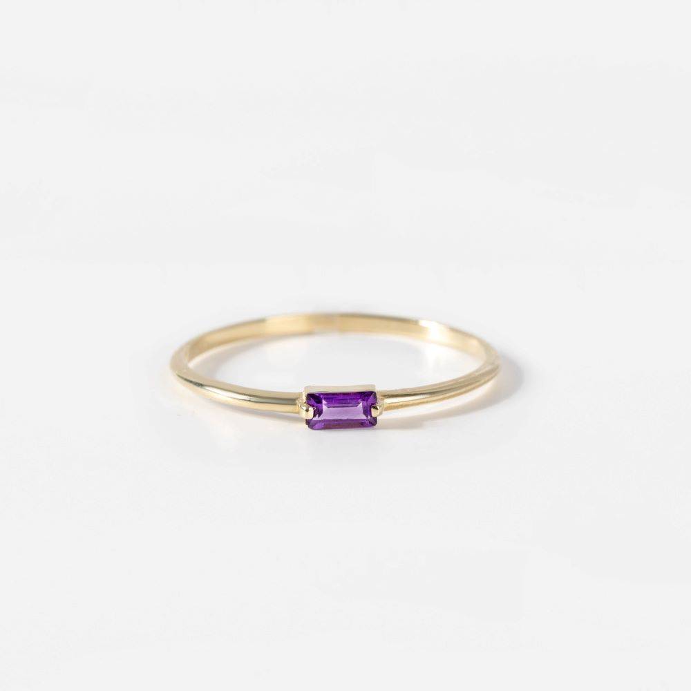 14K Purple Amethyst Baguette Ring