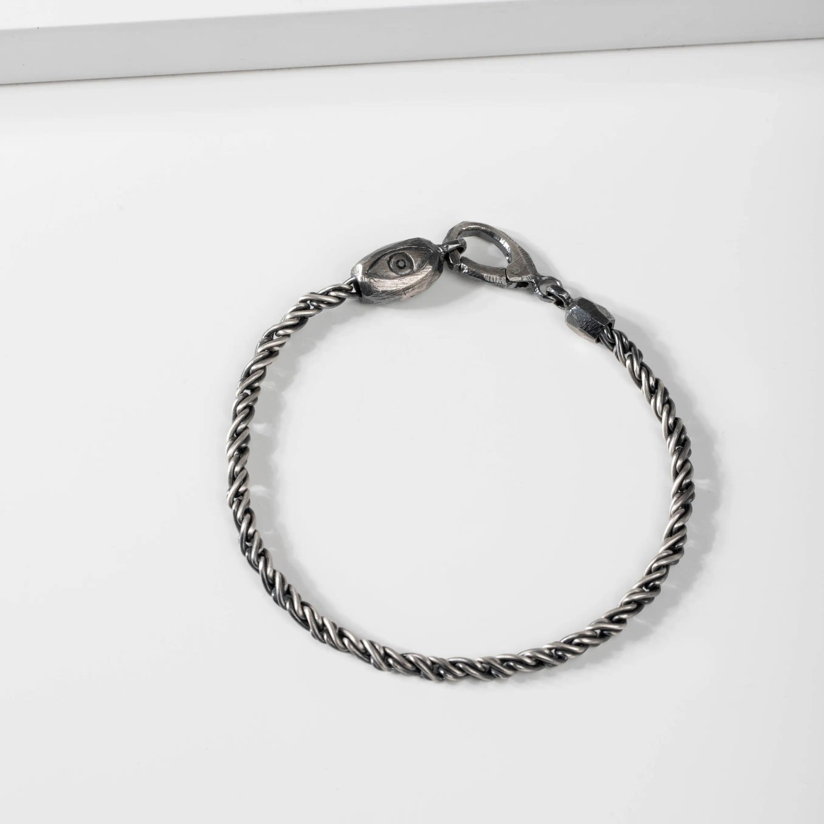 Evil Eye Chain Bracelet Oxidized Silver