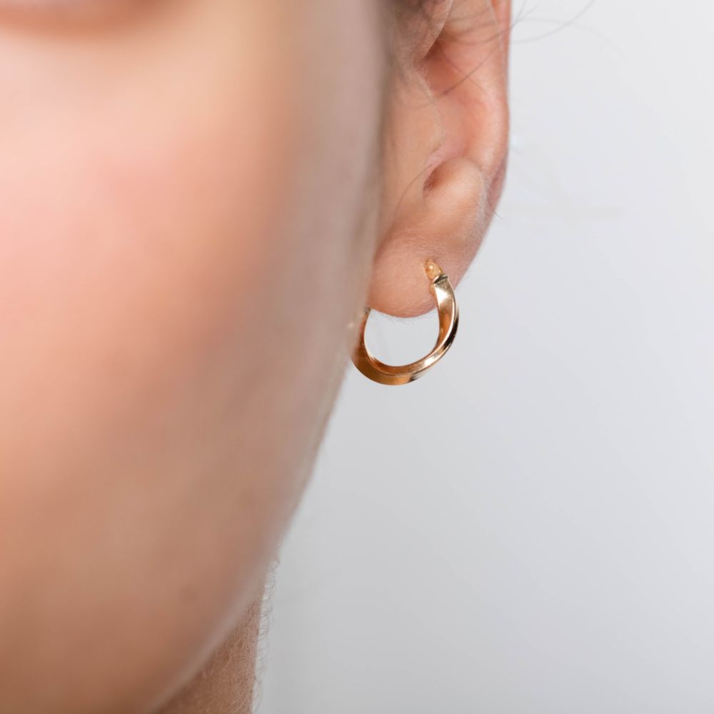 Small Hoop Earrings 14K Gold Twist