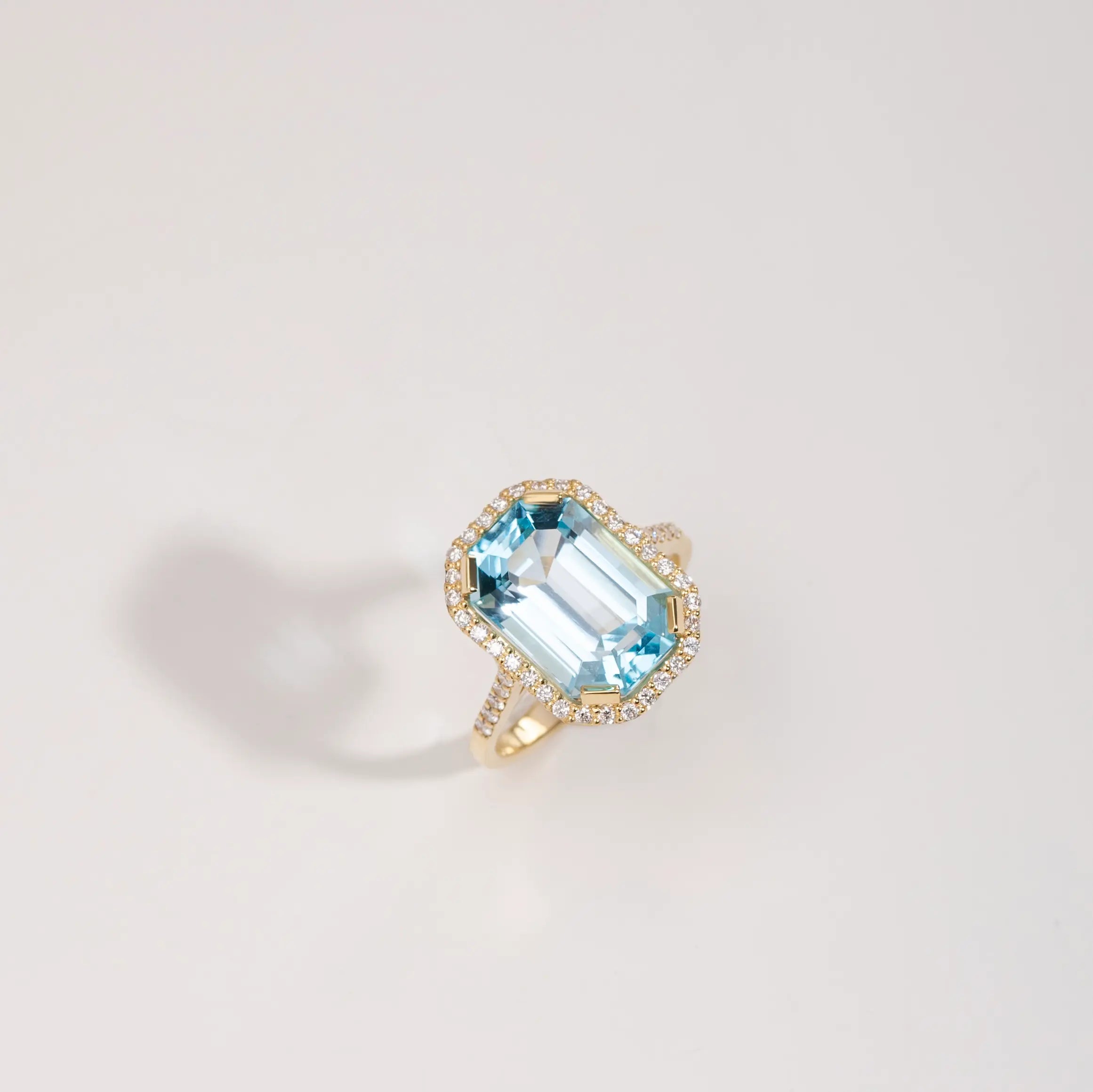 18K Gold Blue Topaz Diamond Engagement Ring