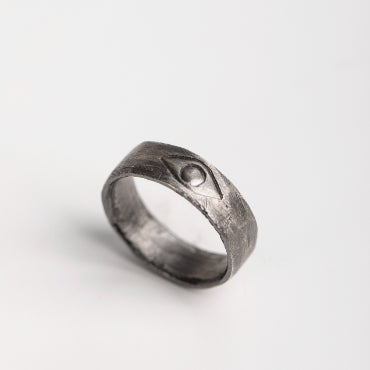 Evil Eye Band Ring Oxidized Silver 925