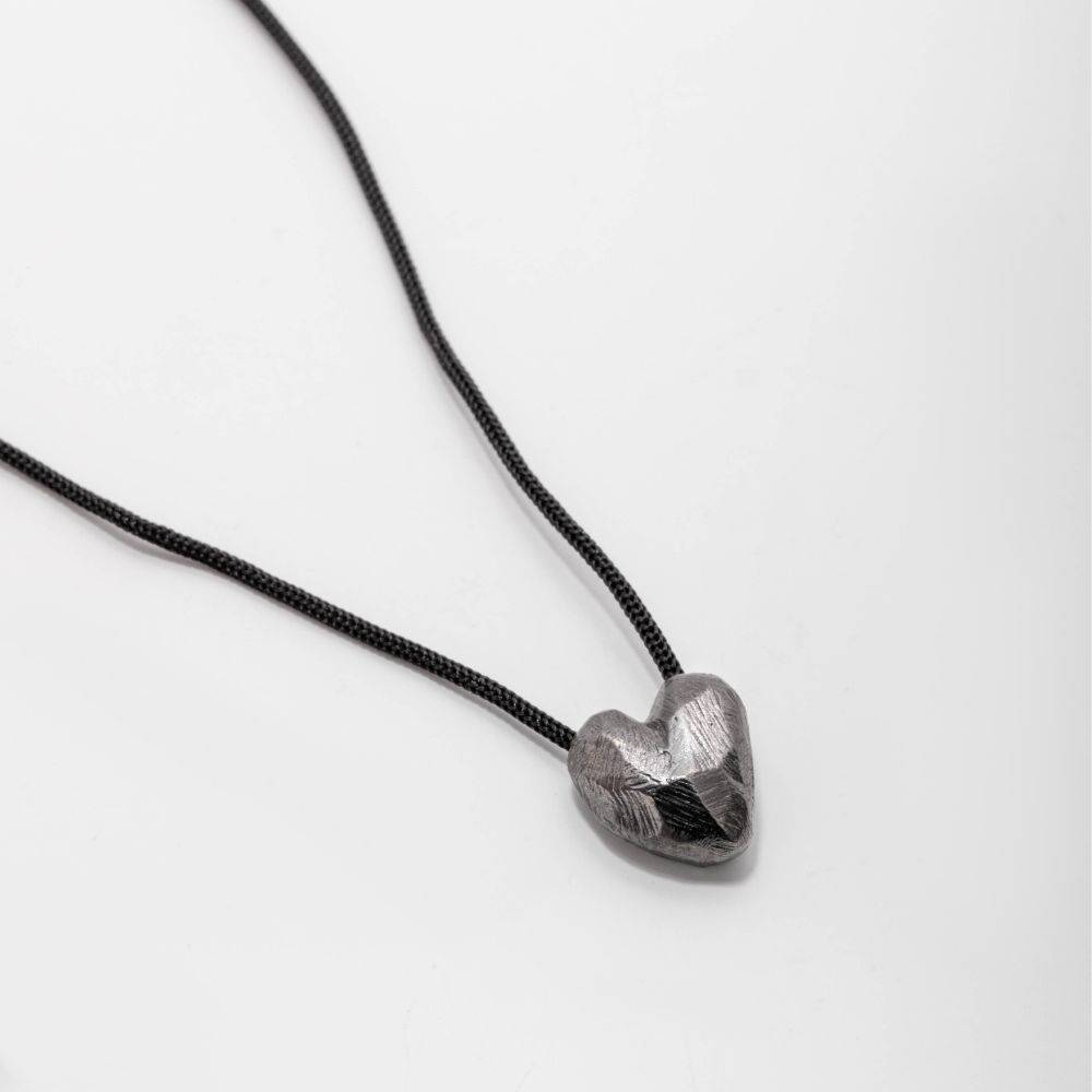 Heart Pendant Oxidized Silver Necklace