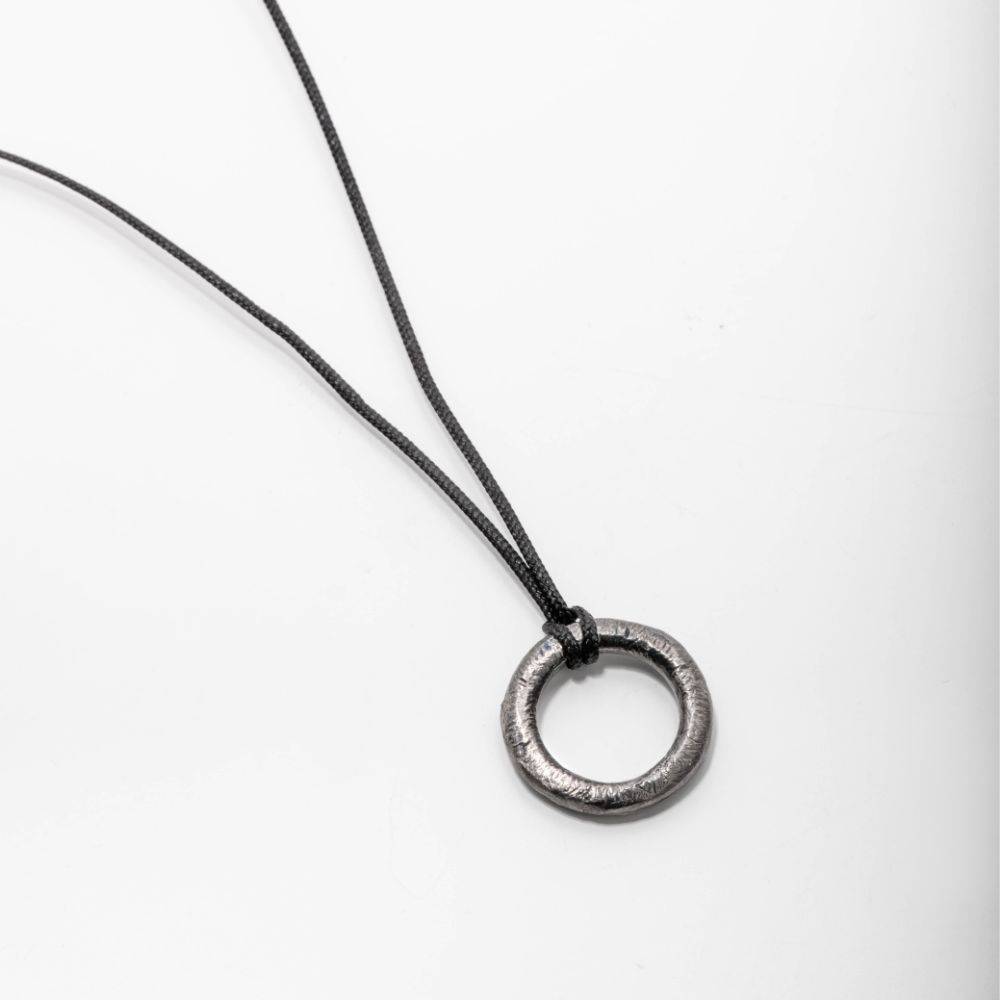 Circle Necklace Oxidized Silver 925