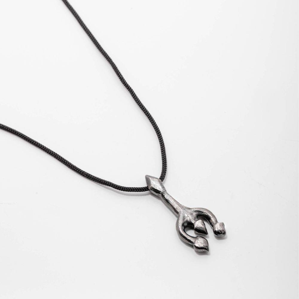 Trident Necklace Oxidized Silver 925