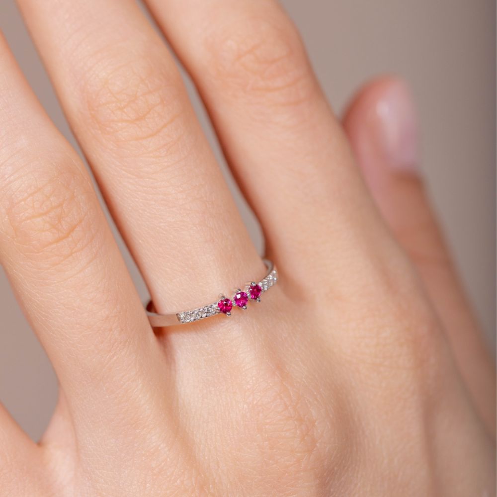 Ring with Rubies and Diamonds 14K