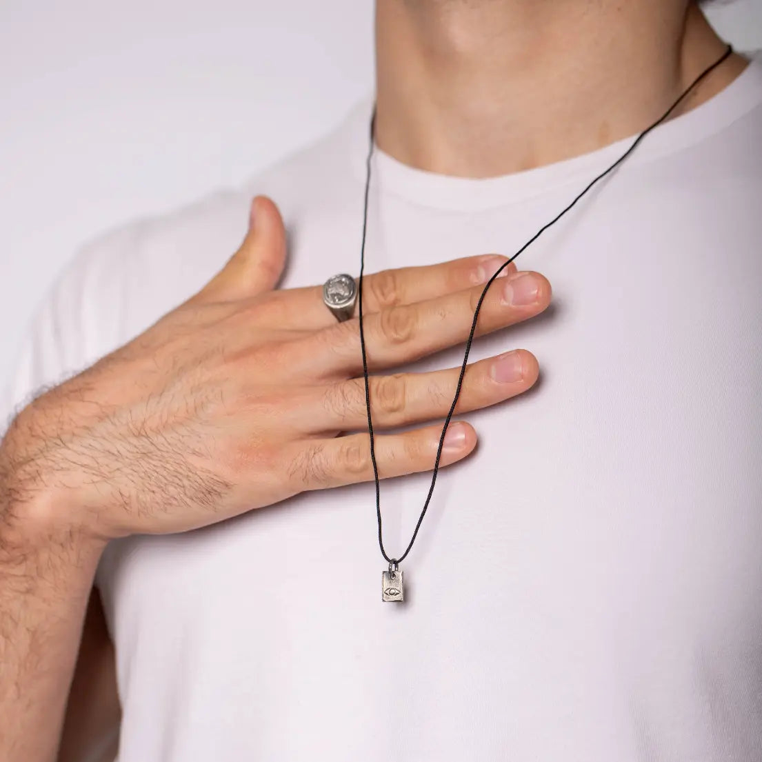Small Evil Eye Necklace Oxidized Silver 925