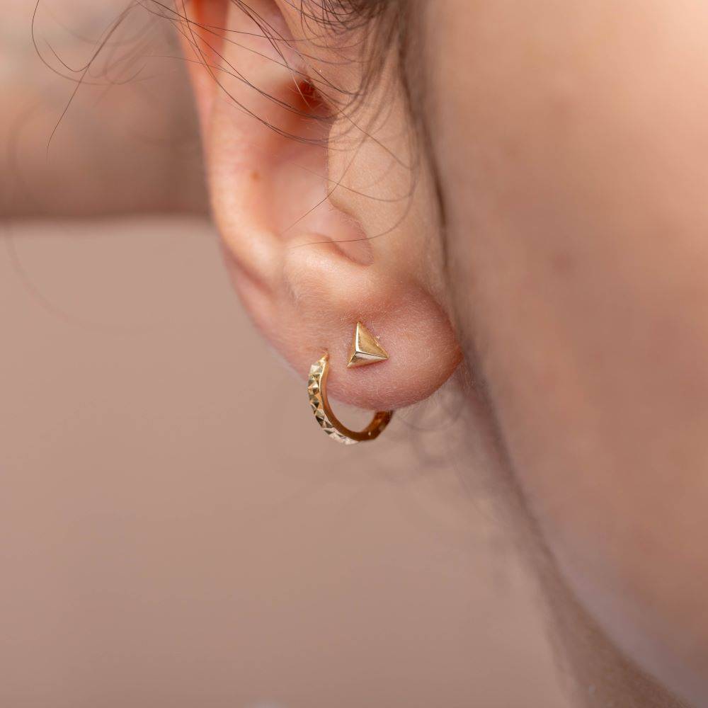 Pyramid Stud Earrings 14K Gold
