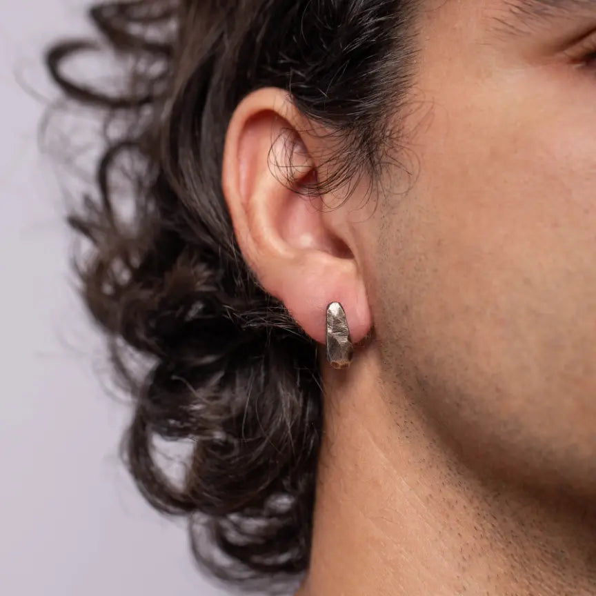 Oxidized Silver Curved Stud Earrings