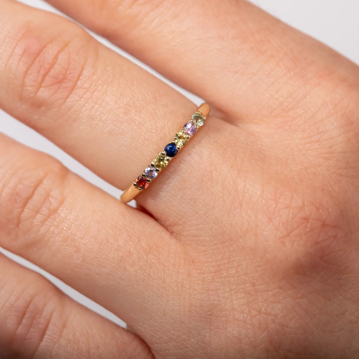 Half Eternity Ring Colorful Sapphires 14K Gold