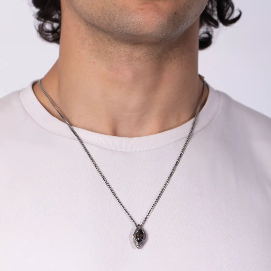 Κολιέ Σμόκυ Κουάρτζ Οξειδωμένο Ασήμι