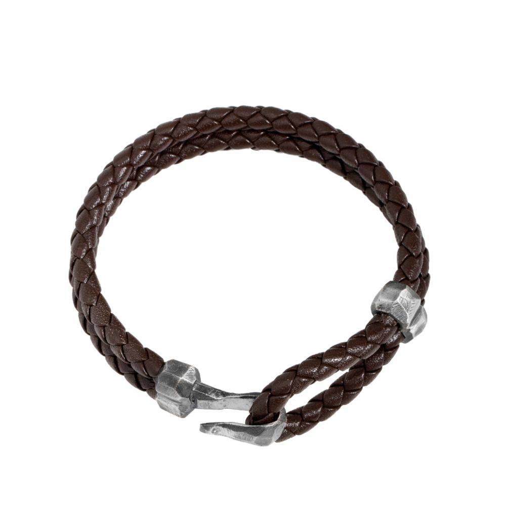 Braided Black Leather Bracelet for Men