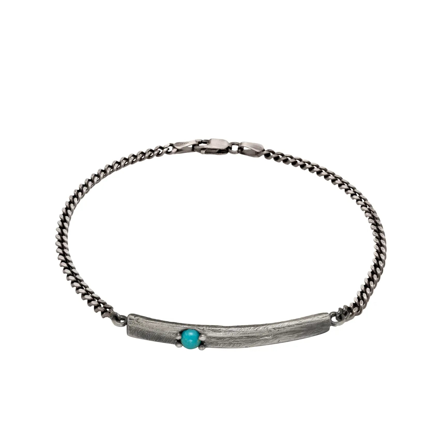 Turquoise Men's Bracelet Oxidized Silver Personalized