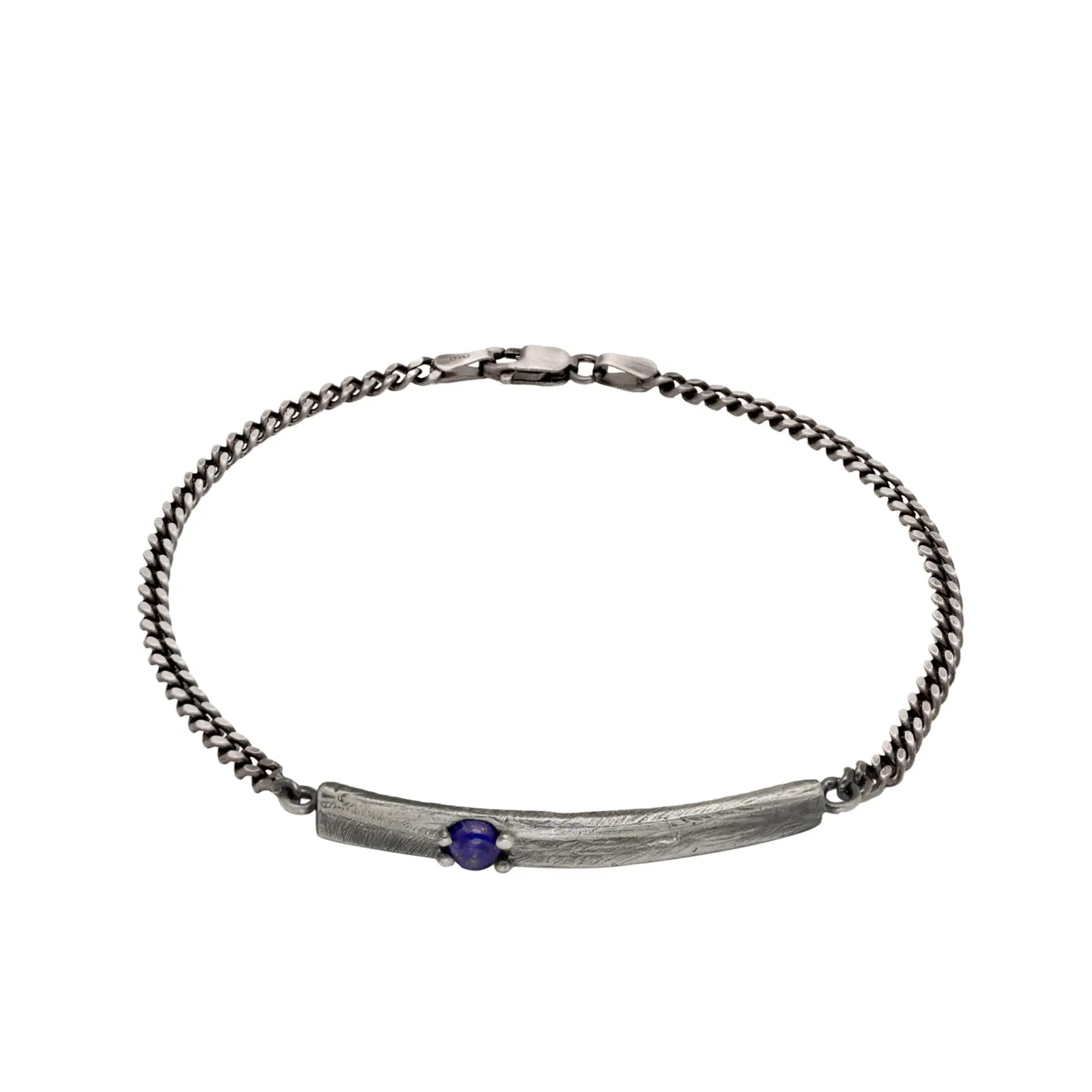 Lapis Lazuli Men's Bracelet Oxidized Silver Personalized