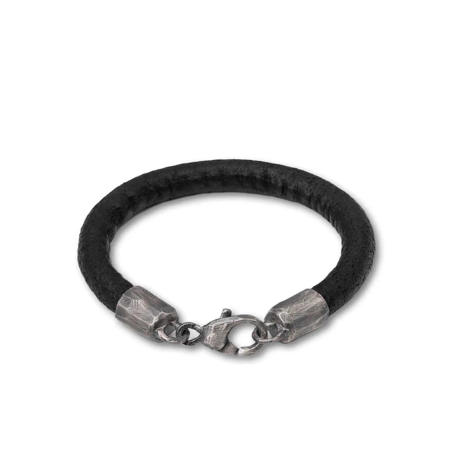 Leather Bracelet Clasp Oxidized Silver 925