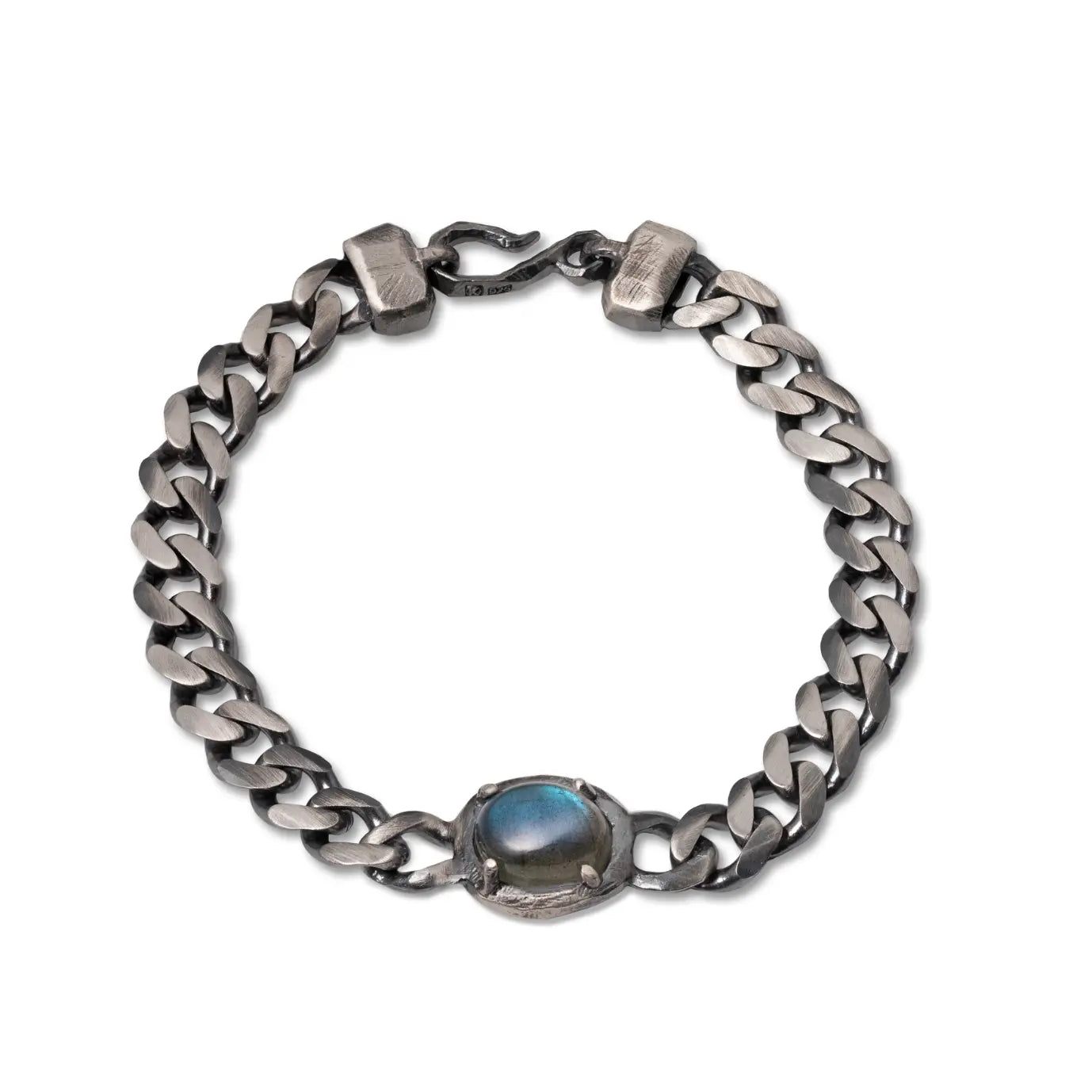 Βραχιόλι Αλυσίδα Blue Topaz Οξειδωμένο Ασήμι 925