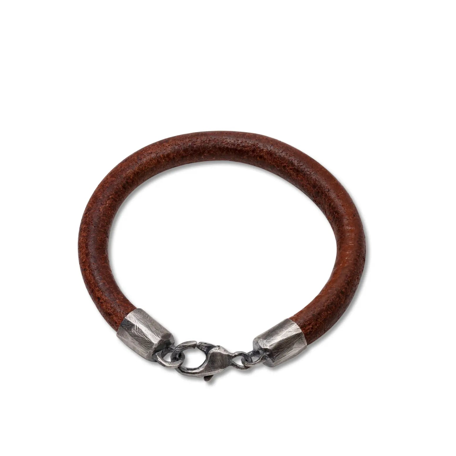 Δερμάτινο Βραχιόλι με Κούμπωμα Οξειδωμένο Ασήμι 925 