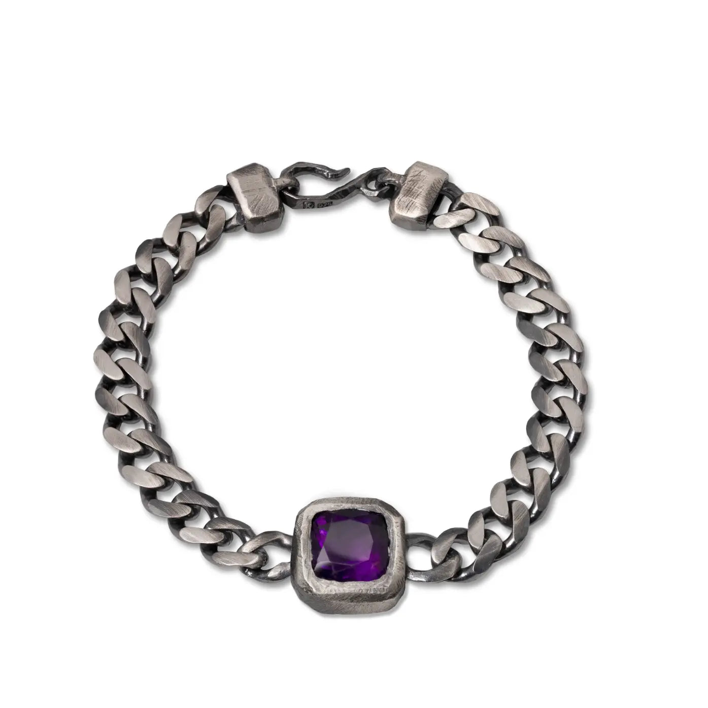 Ανδρικό Βραχιόλι Αμέθυστος από Οξειδωμένο Ασήμι 925