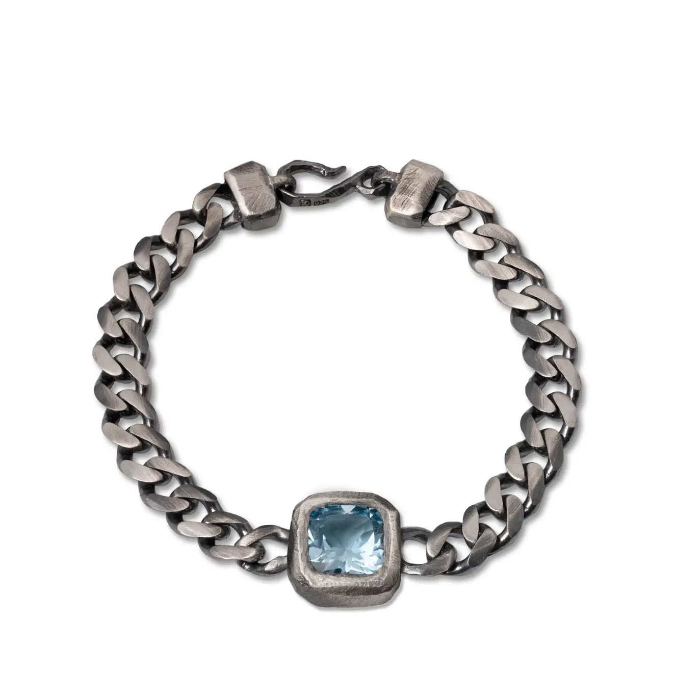 Ανδρικό Βραχιόλι Blue Topaz από Οξειδωμένο Ασήμι 925