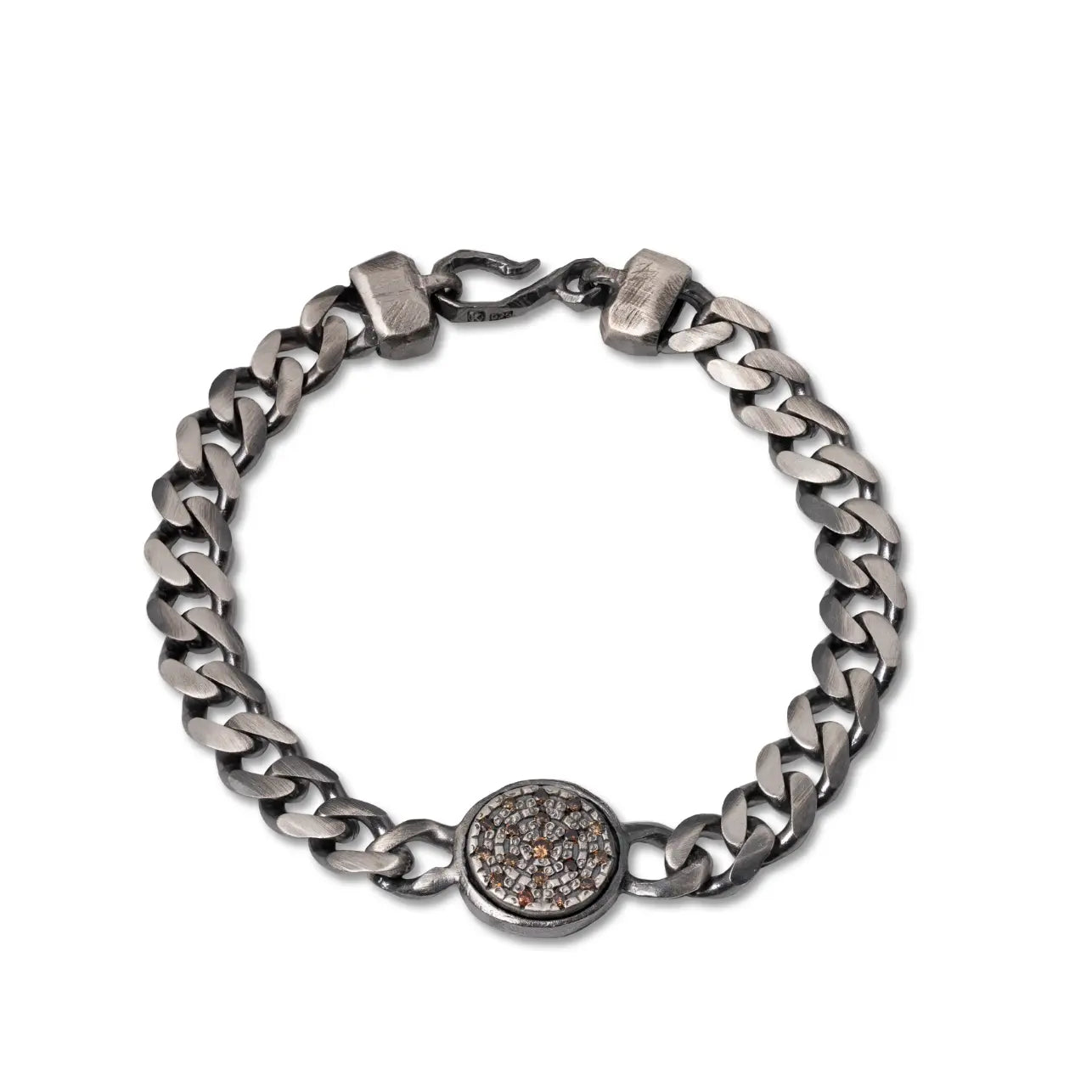 Bracelet Oxidized Silver 925 Brown Diamond