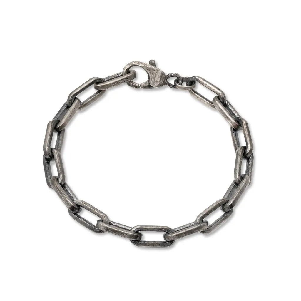 Handmade Link Chain Bracelet in Sterling Silver 925