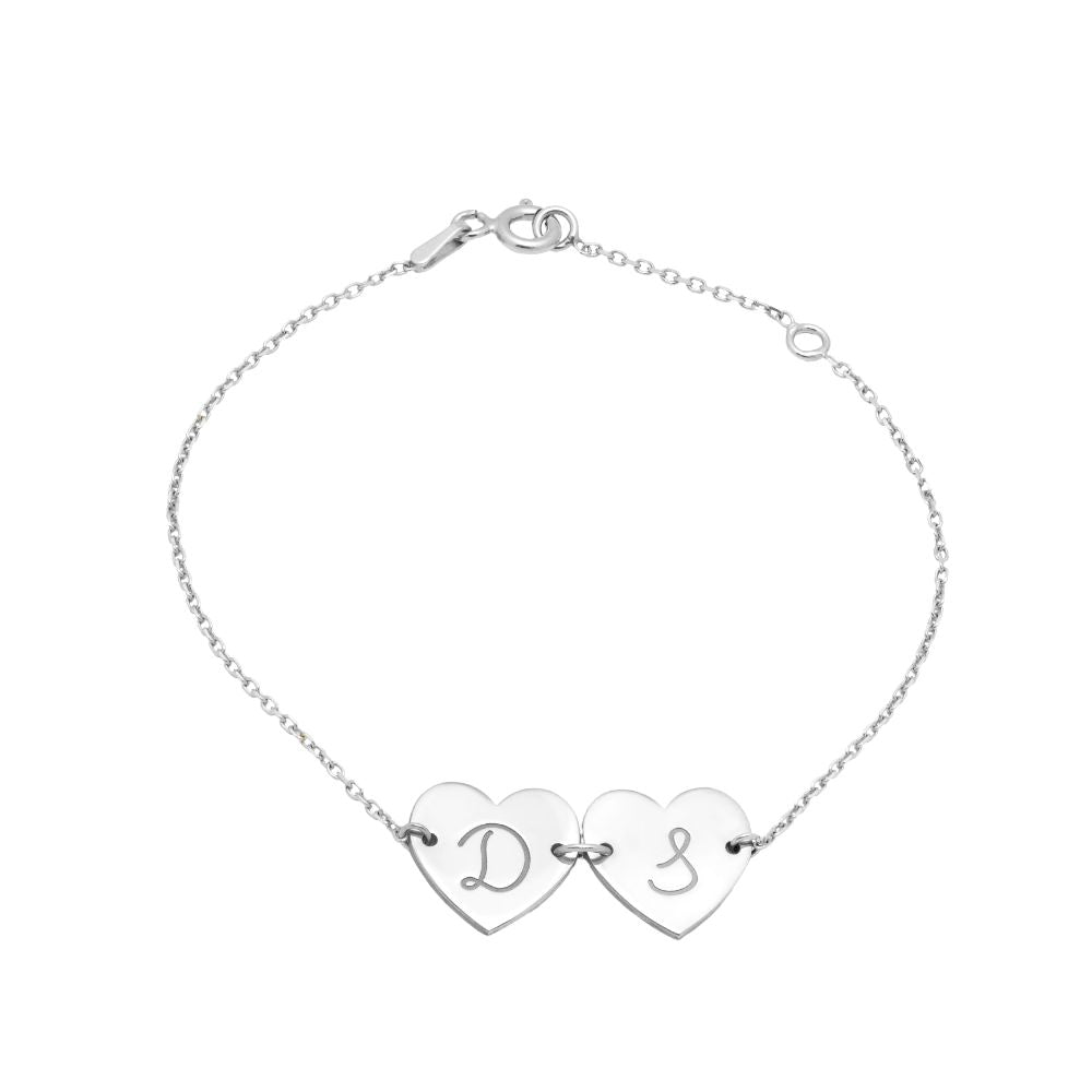 Heart Initial Silver Bracelet