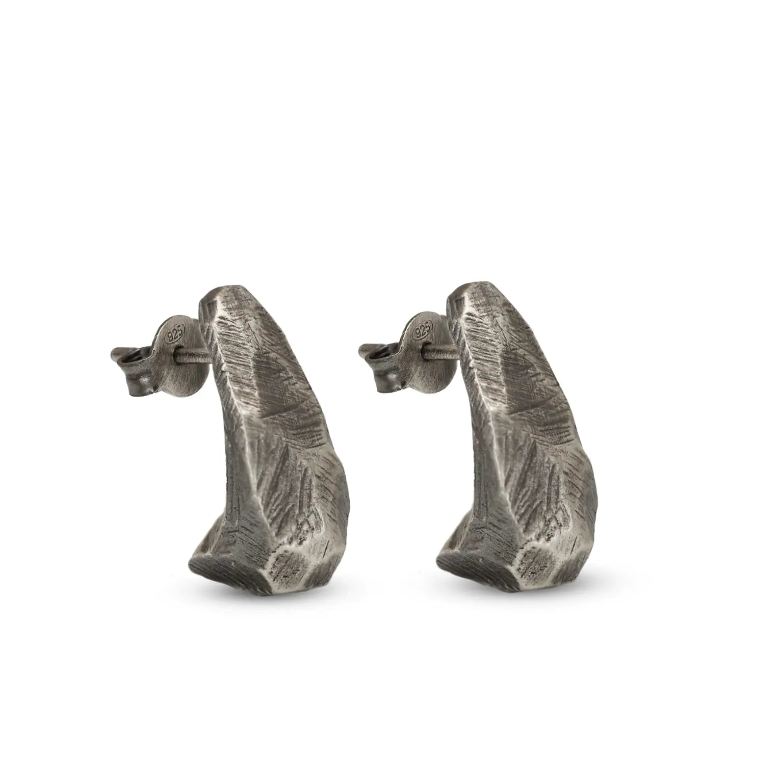 Oxidized Silver Curved Stud Earrings