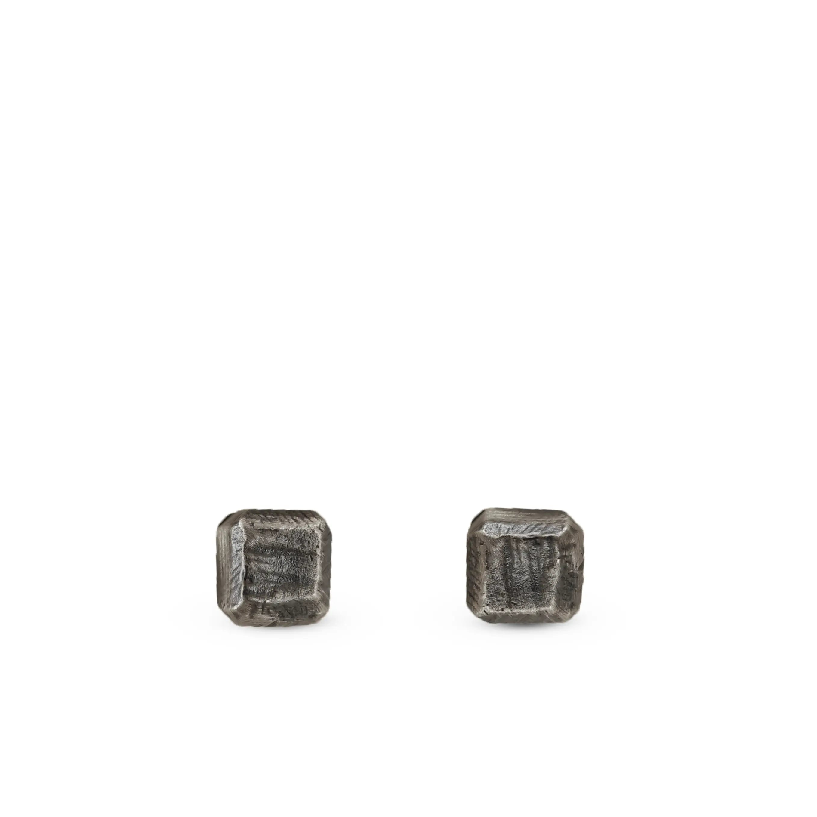 Oxidized Silver Cube Stud Earrings