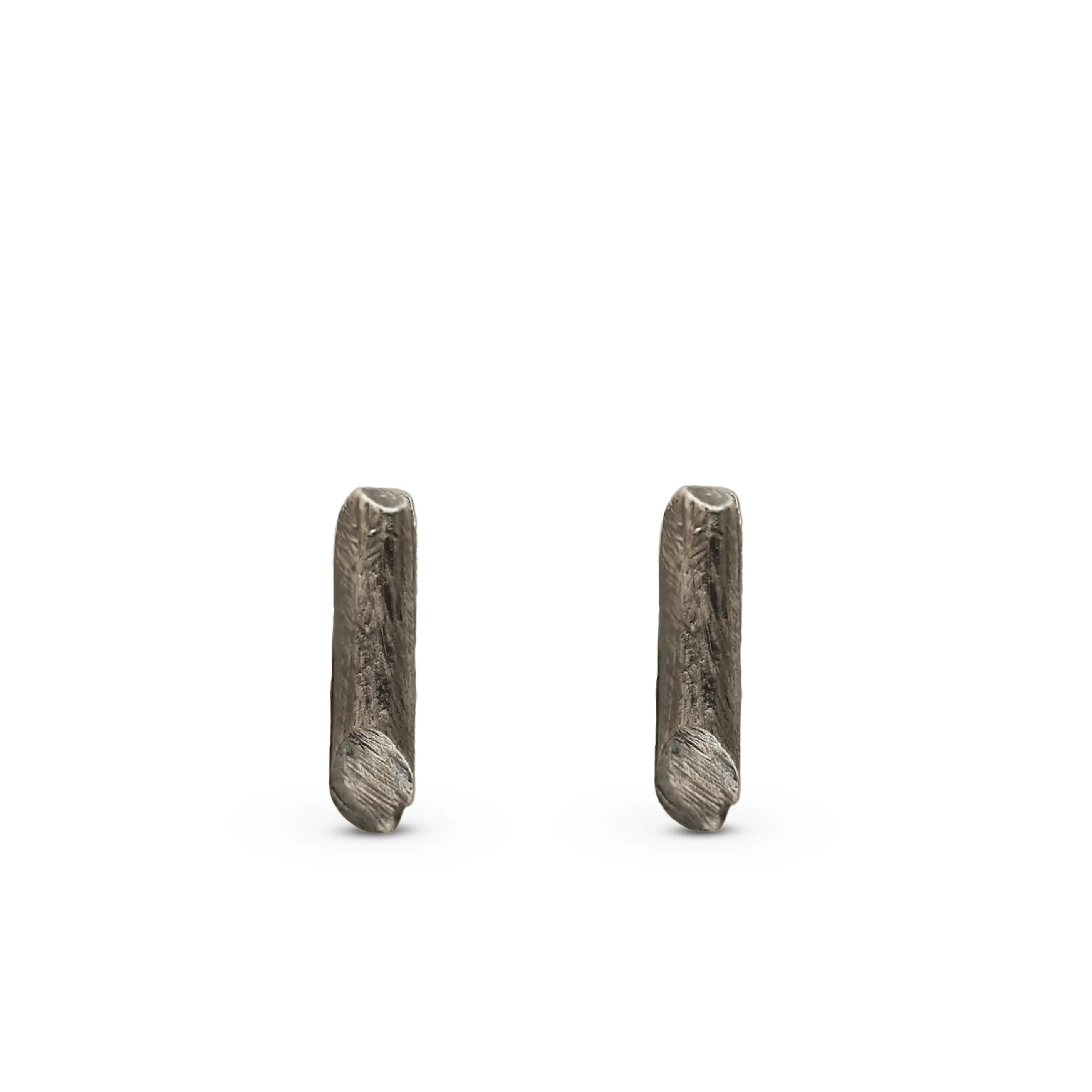 Oxidized Silver Bar Stud Earrings