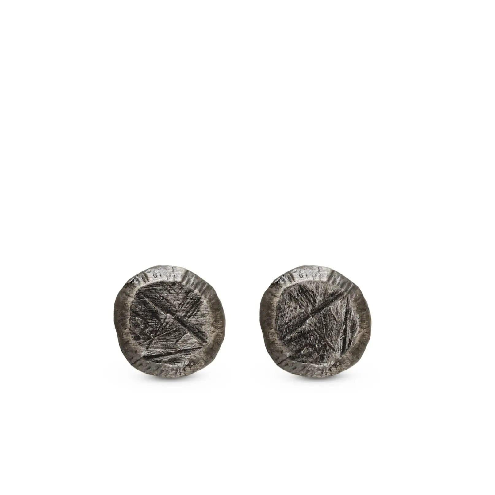 Oxidized Silver Circle Stud Earrings