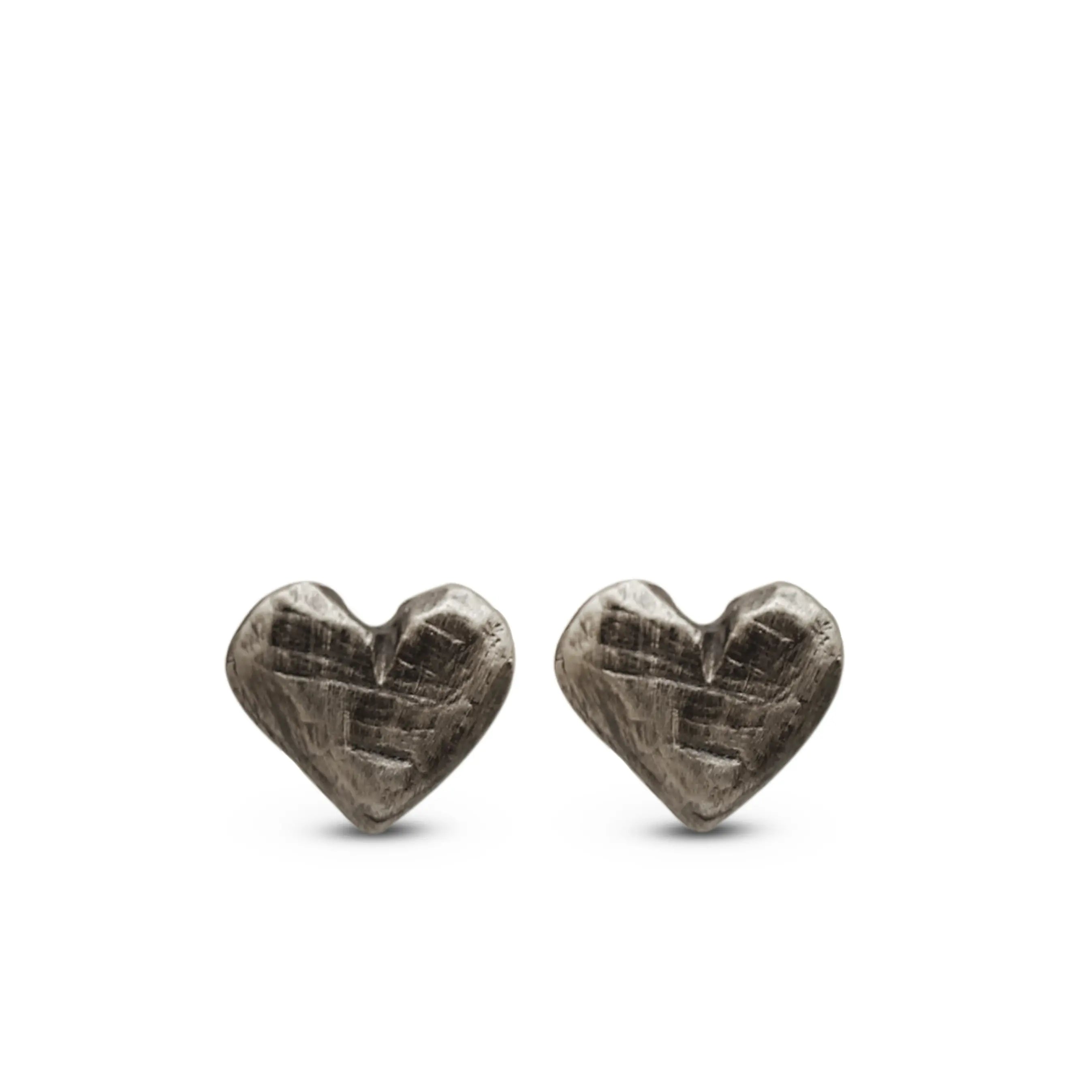 Oxidized Silver Heart Stud Earrings