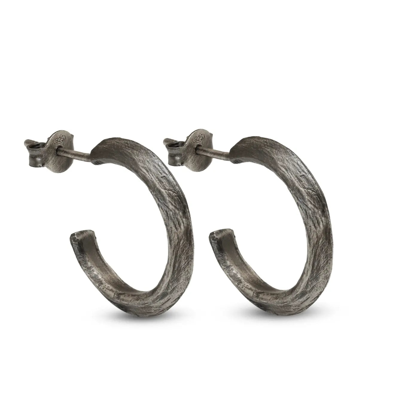 Medium Hoop Earrings Oxidized Silver