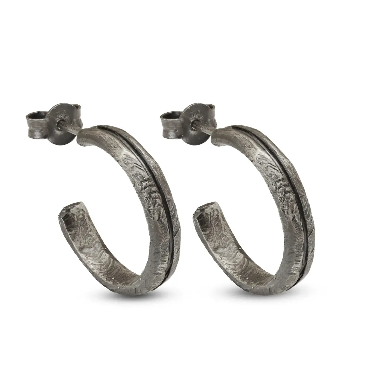 Medium Hoop Earrings Oxidized Silver 925