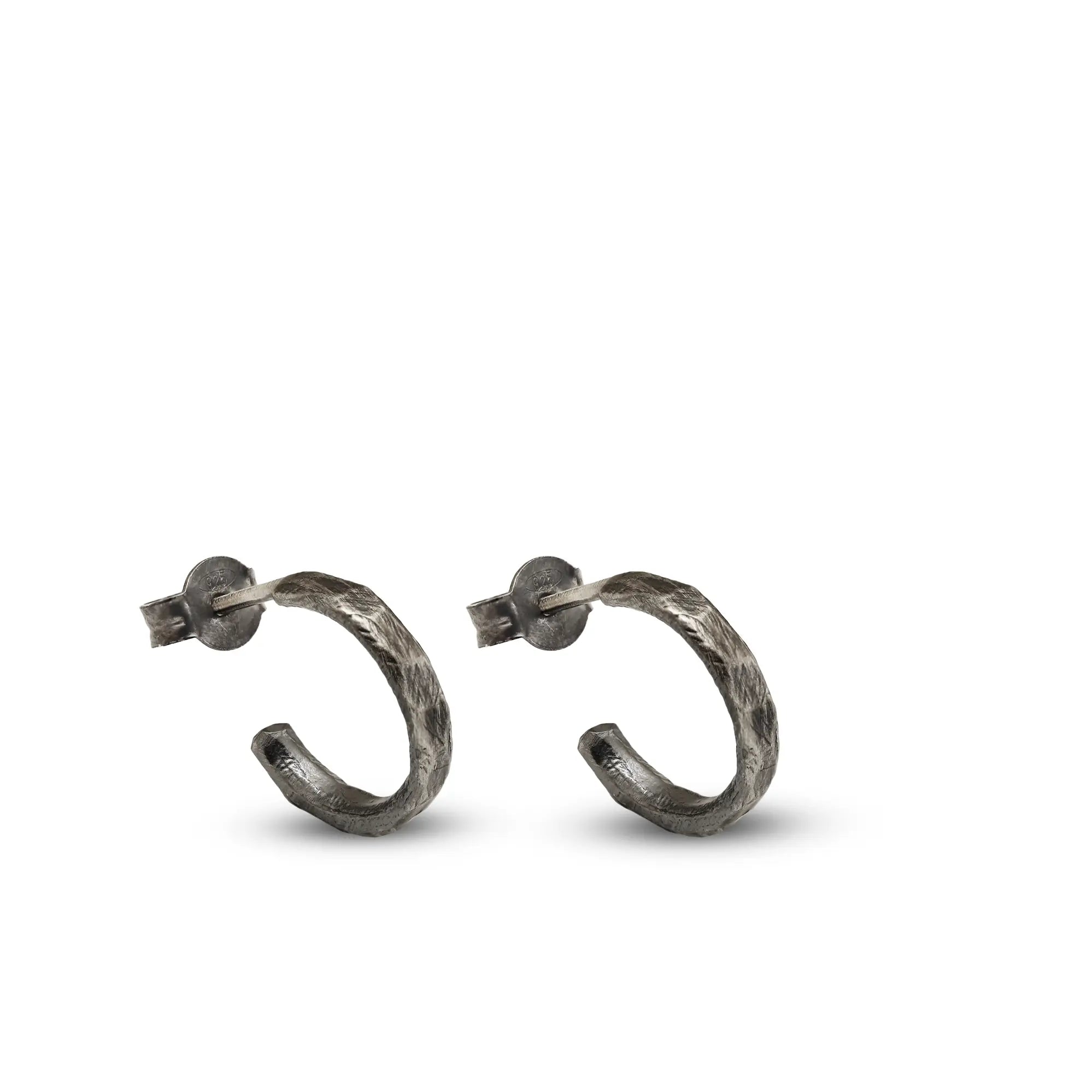 Narrow Hoop Earrings Oxidized Silver