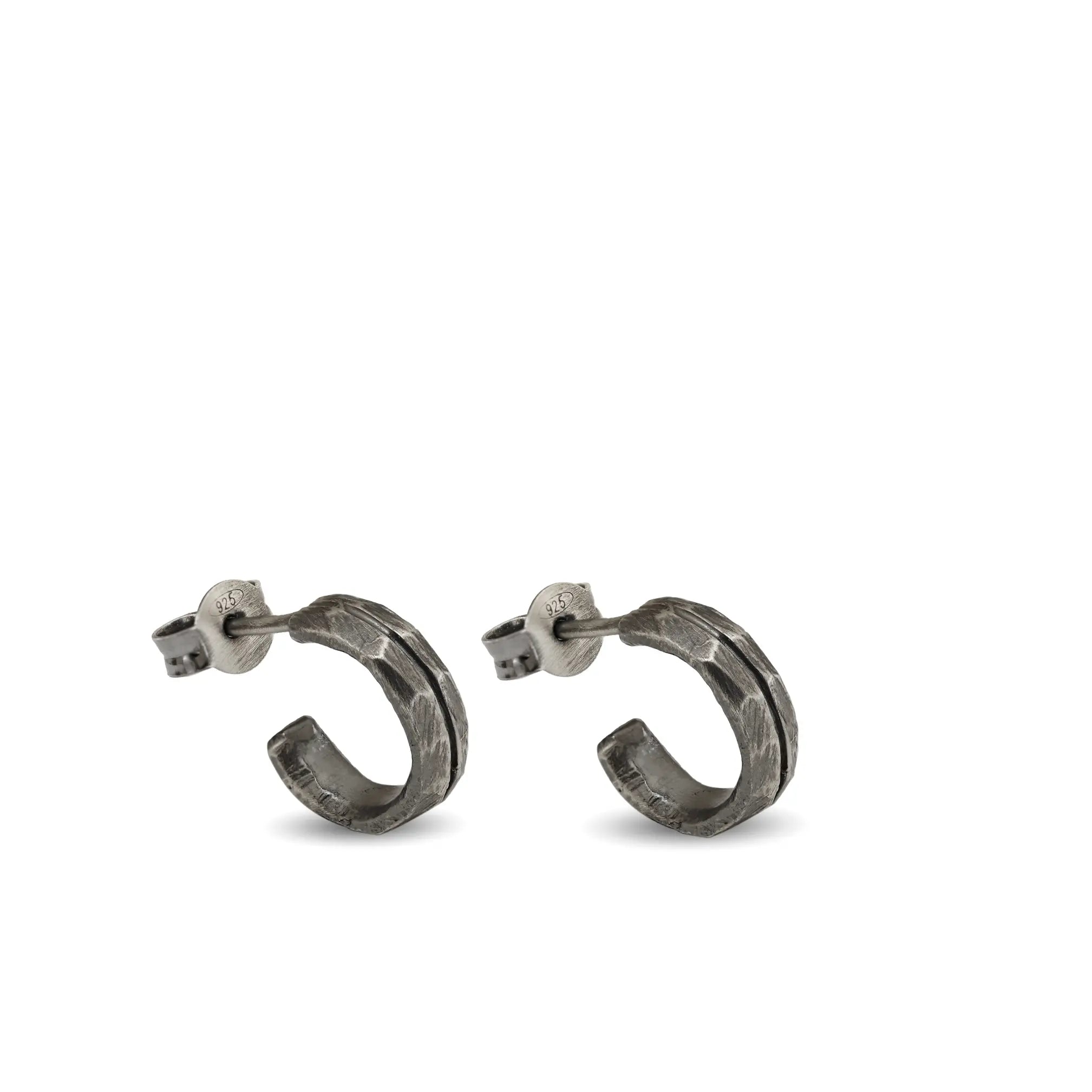 Narrow Hoop Earrings Oxidized Silver 925