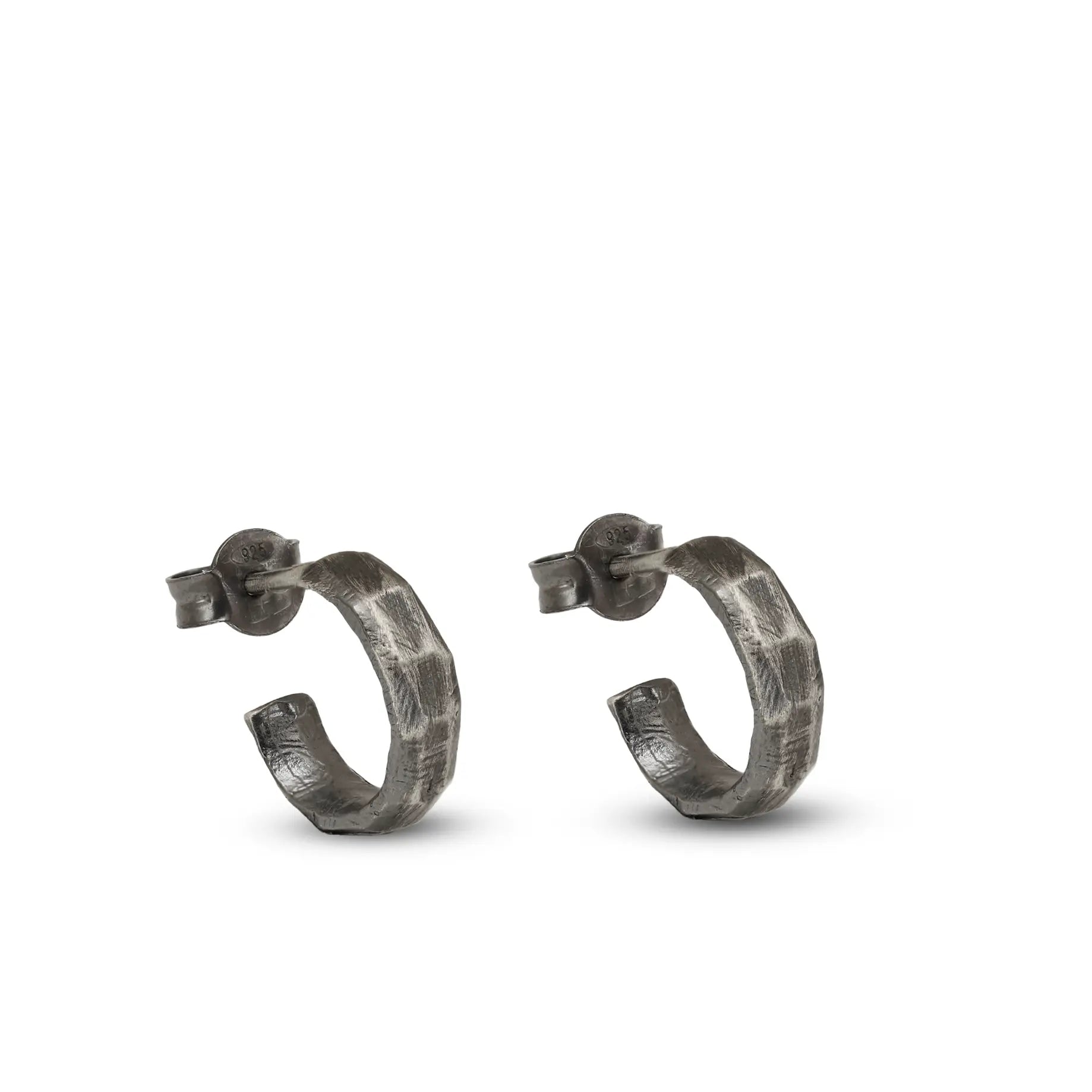 Small Hoop Earrings Oxidized Silver 925