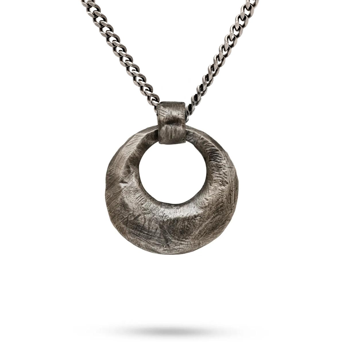 Circle Necklace Oxidized Silver