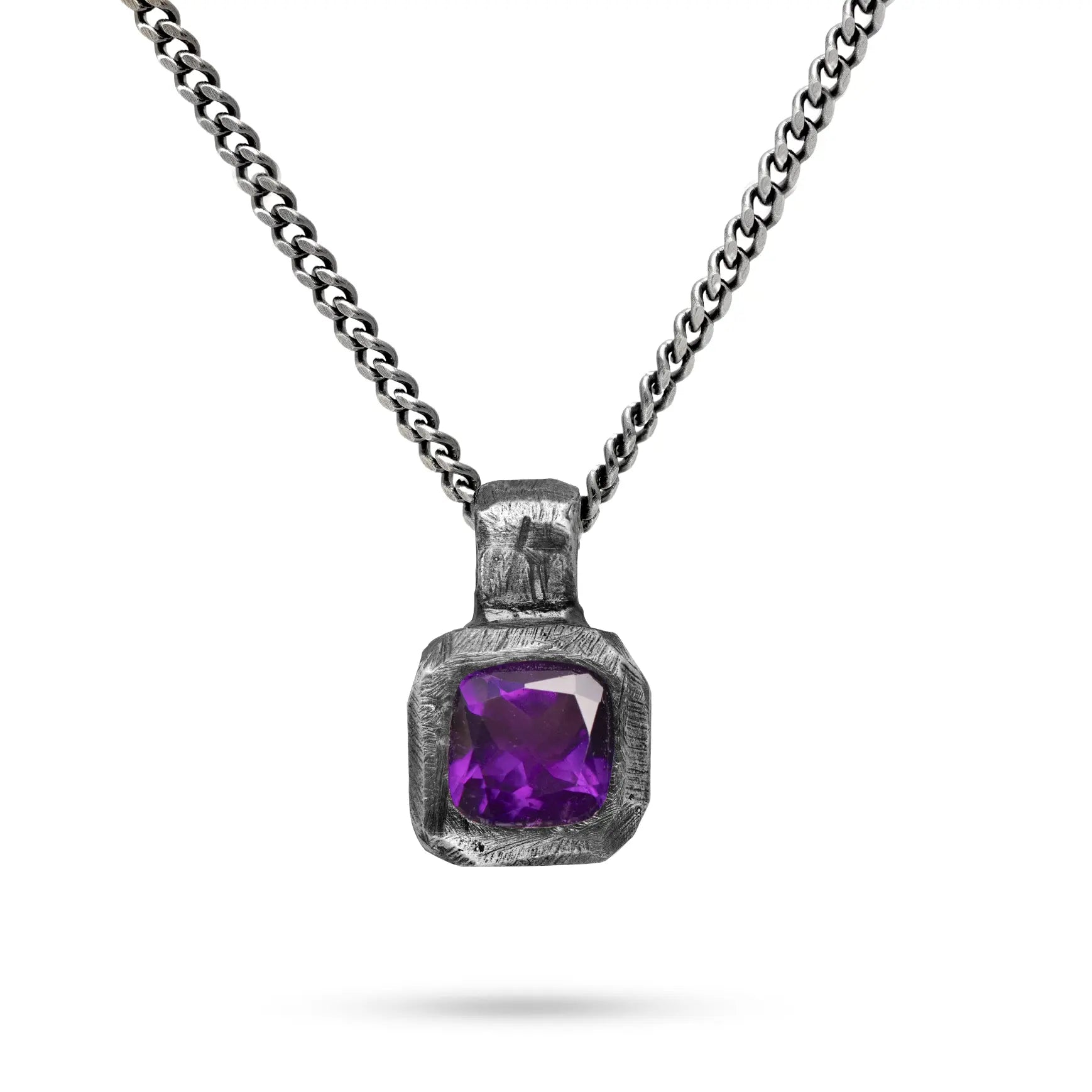 Purple Amethyst Necklace Oxidized Silver 925