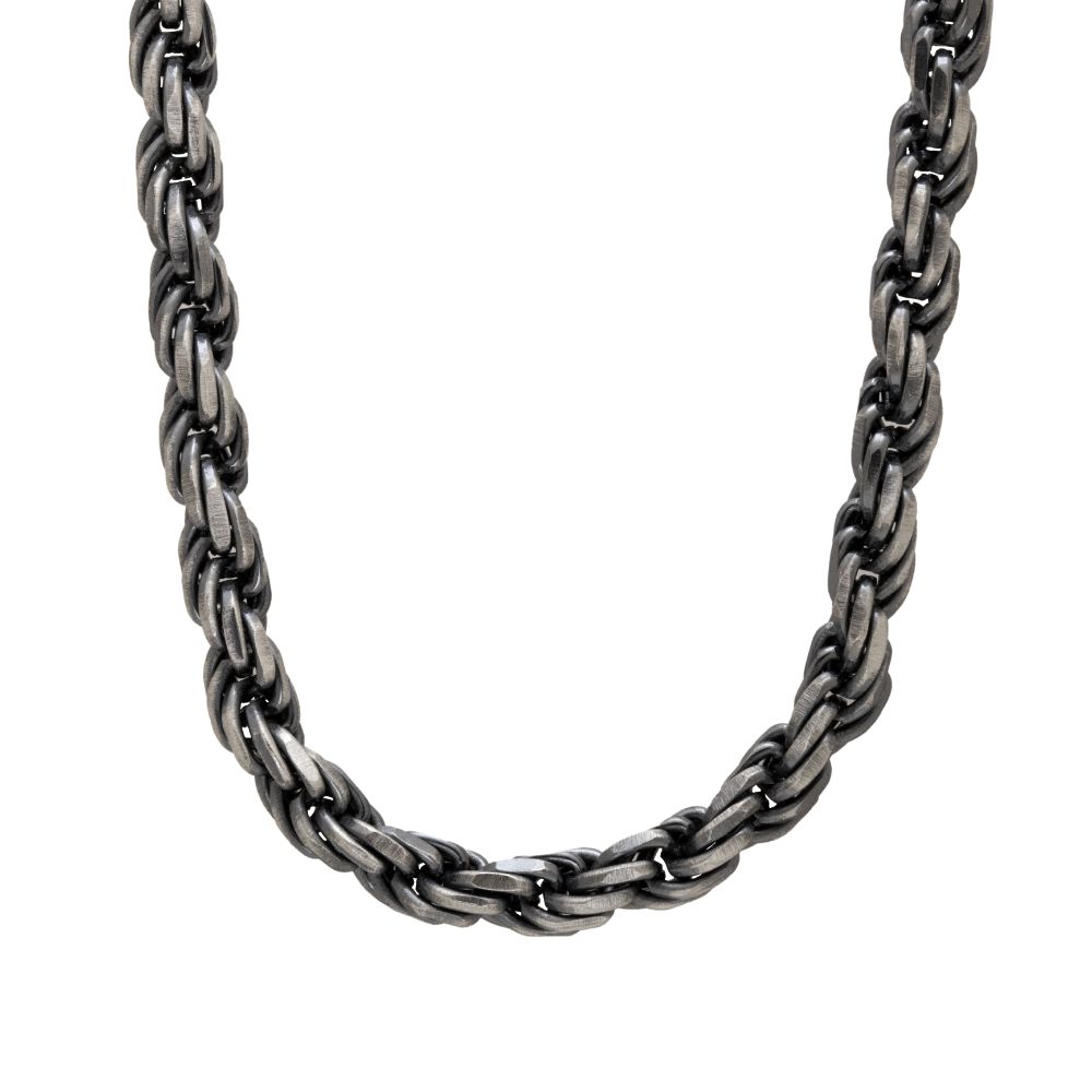 Rope Chain Necklace Oxidized Silver
