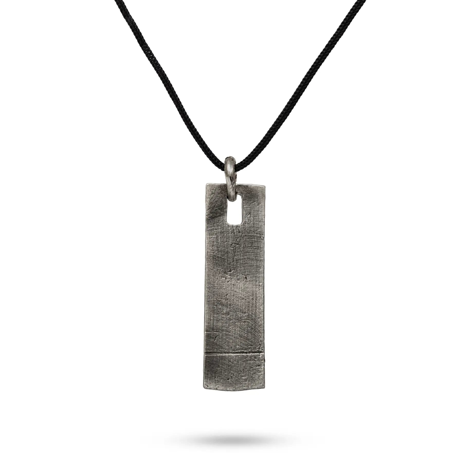 Men Tag Necklace Oxidized Silver