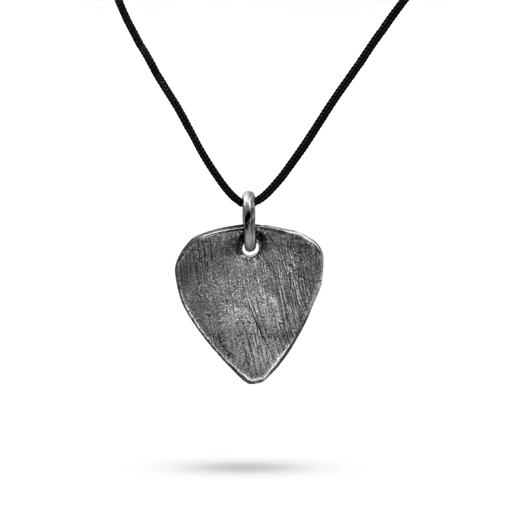 Guitar Pick Necklace Oxidized Silver