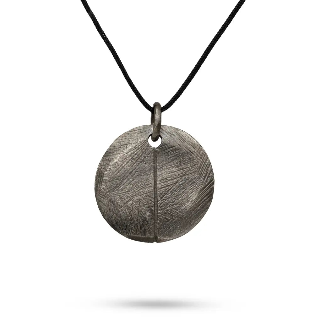 Disc Necklace Oxidized Silver 925