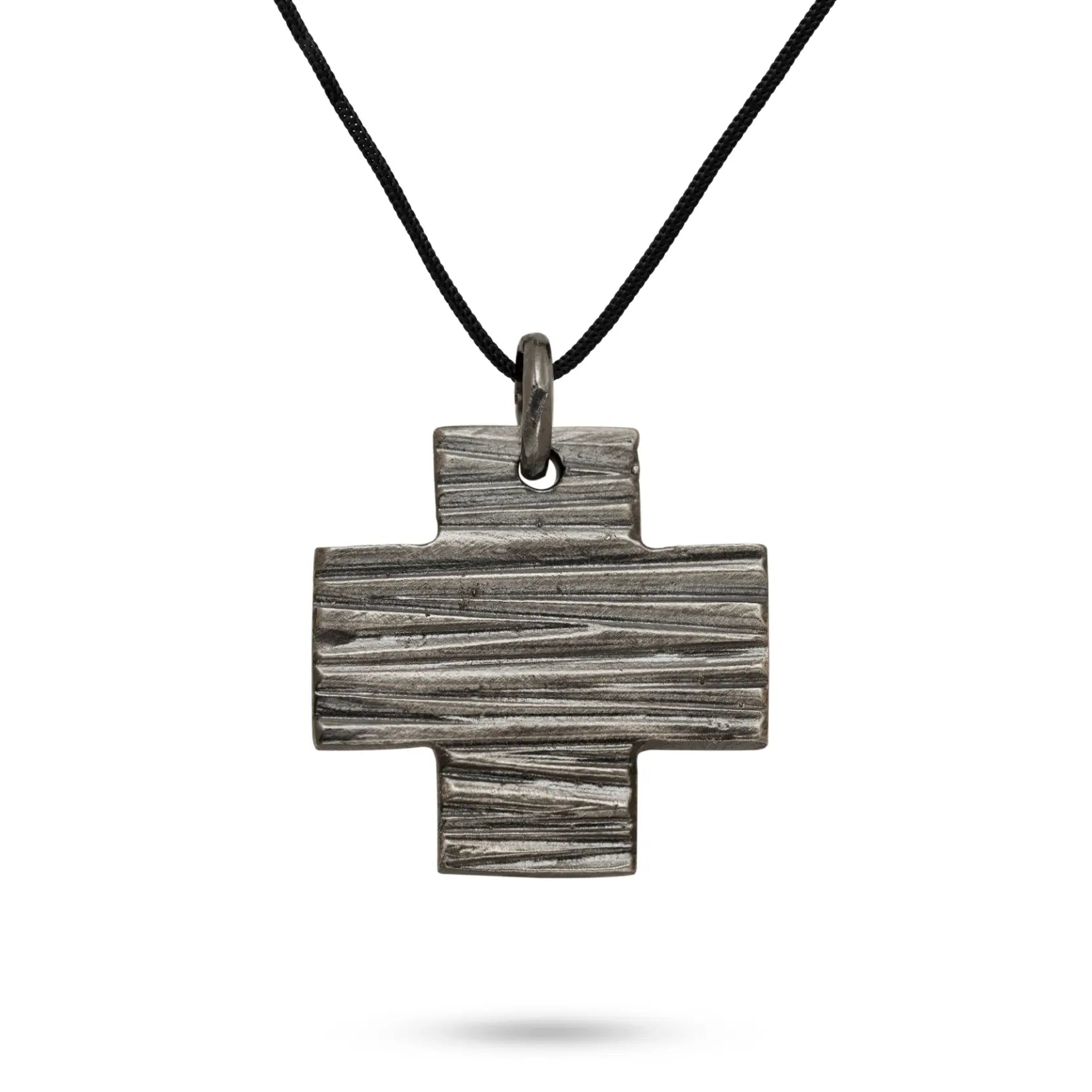 Square Cross Necklace Oxidized Silver 925