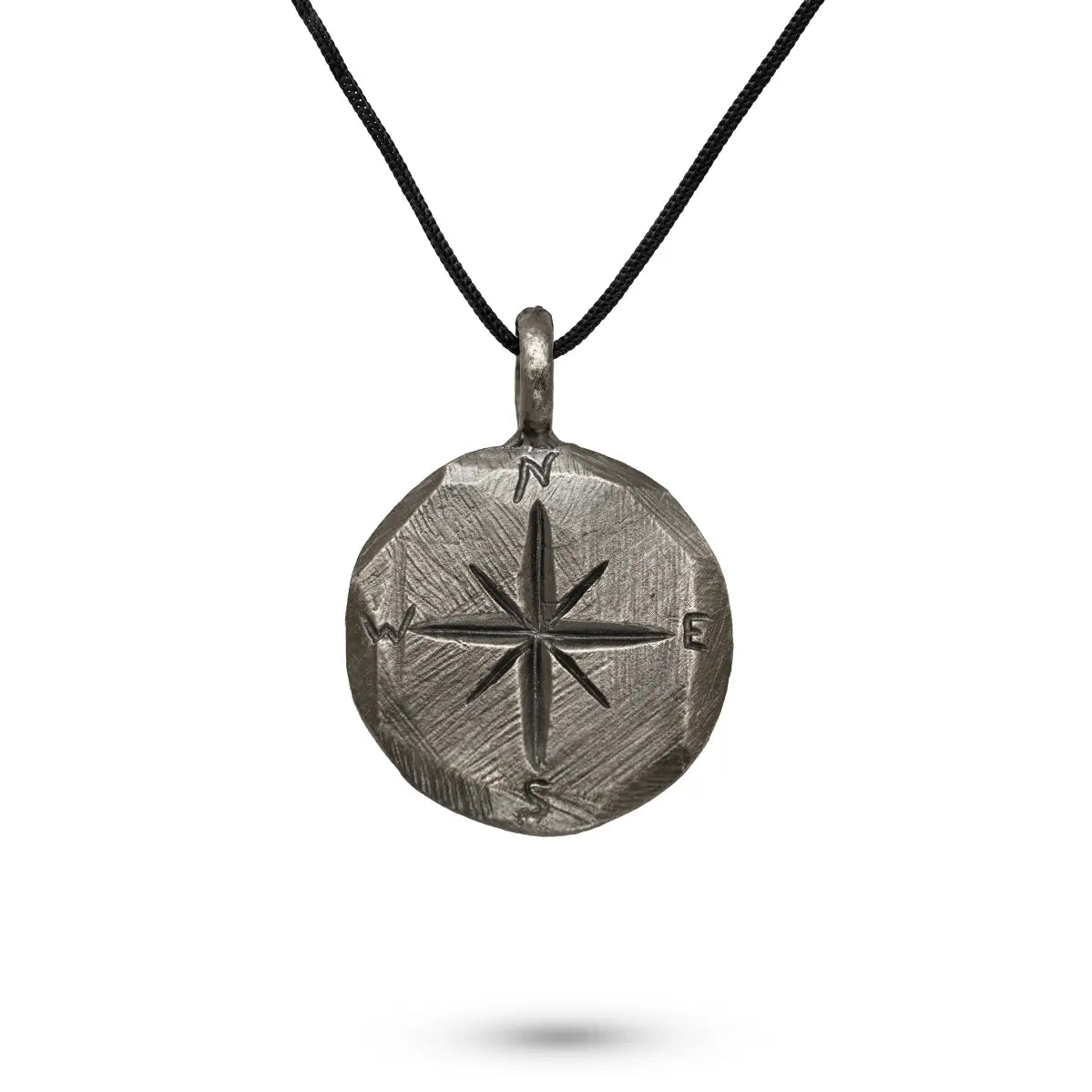 Compass Necklace Oxidized Silver 925