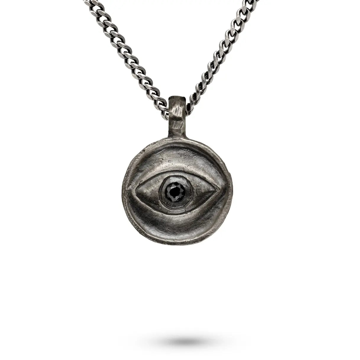 Evil Eye Necklace Silver Black Diamond