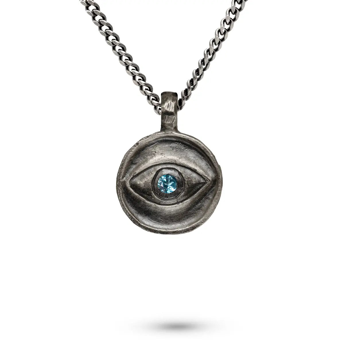 Evil Eye Necklace Oxidized Silver London Topaz