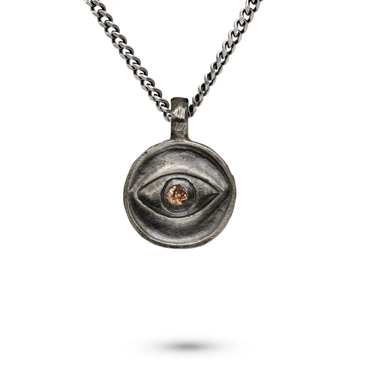 Evil Eye Necklace Silver Brown Diamond