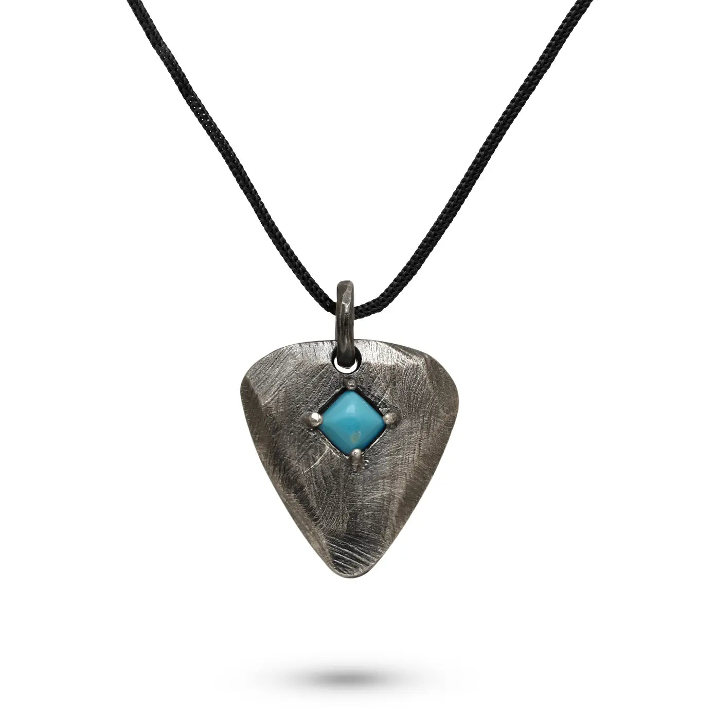 Guitar Pick Turquoise Necklace Oxidized Silver